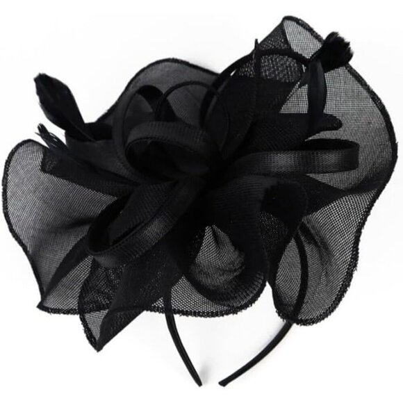 ? Poememgi Feather Headwear Women Black Fascinator Top Flower Church Cocktail main image 5